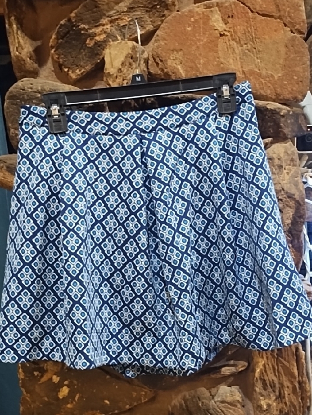 Piperlime Blue and White Geometric Skater Skirt